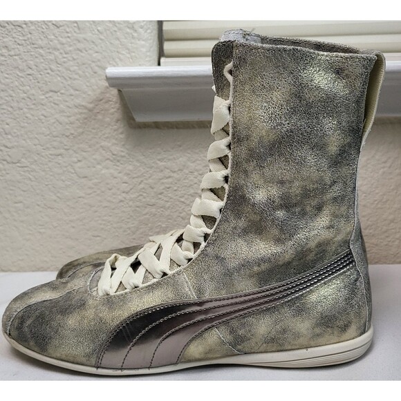 Puma Eskiva Womens Metallic Gold High Top Boxing Shoes Sneakers US 8 UK 5.5 - Picture 3 of 13